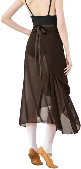 Adult Long Flowy Sheer Chiffon Wrap Scarf Midi Skirt for Ballet Dance Skate Performance