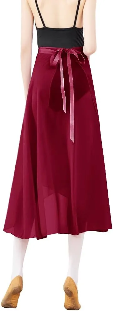 Adult Long Flowy Sheer Chiffon Wrap Scarf Midi Skirt for Ballet Dance Skate Performance