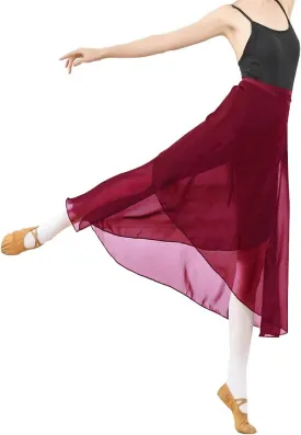 Adult Long Flowy Sheer Chiffon Wrap Scarf Midi Skirt for Ballet Dance Skate Performance