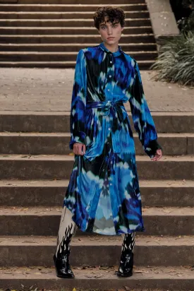 Alisa Silk Velvet Shirt Dress