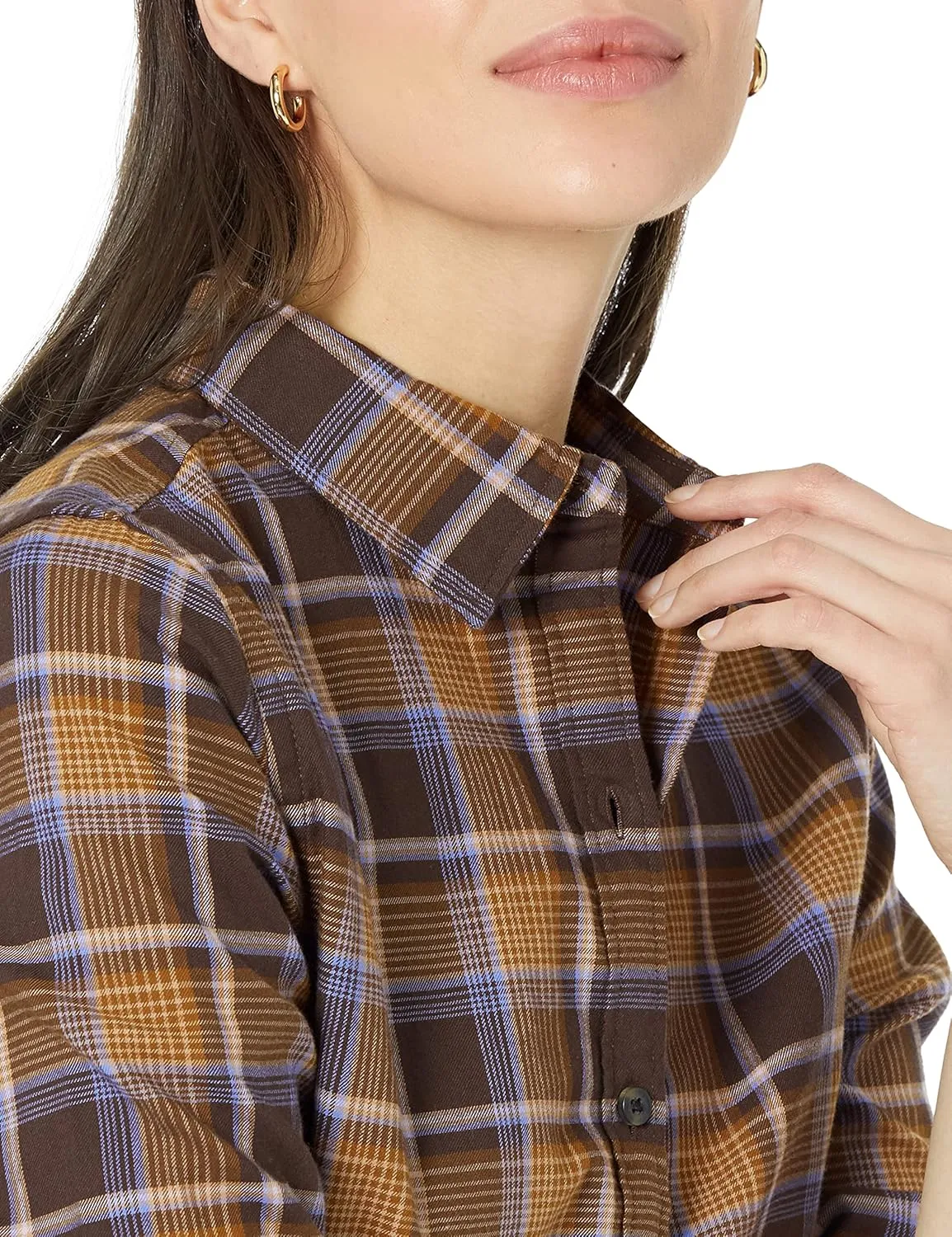 Amazon Essentials Women's Classic-Fit Long-Sleeve Lightweight Plaid Flannel Shirt