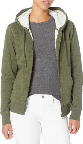 Amazon Essentials Women's Sherpa-Lined Fleece Full-Zip Hooded Jacket (Available in Plus Size)