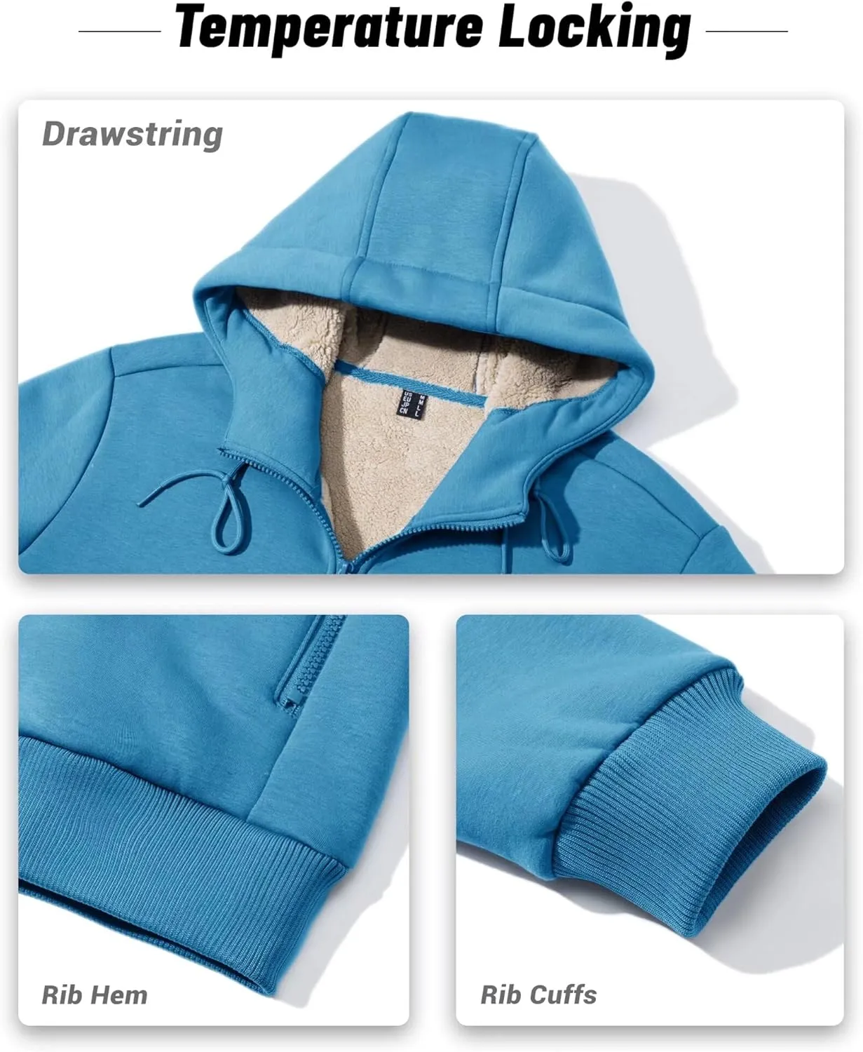 Boladeci Men's Sherpa Lined Hoodie Jacket Winter Warm Heavy Weight Zip Up Hooded Sweatshirt Thick Fleece Coats