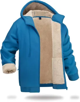 Boladeci Men's Sherpa Lined Hoodie Jacket Winter Warm Heavy Weight Zip Up Hooded Sweatshirt Thick Fleece Coats