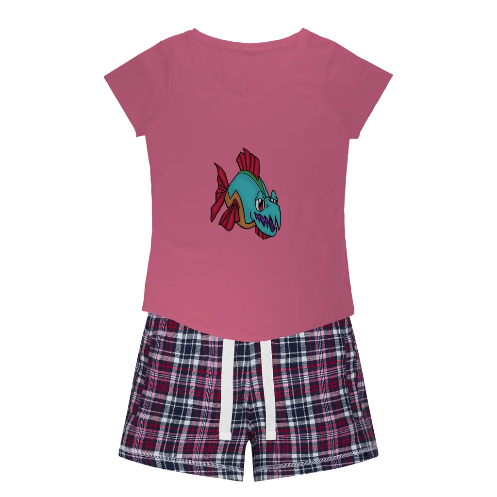 Cannip Women's Sleepy Tee and Flannel Short