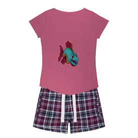 Cannip Women's Sleepy Tee and Flannel Short