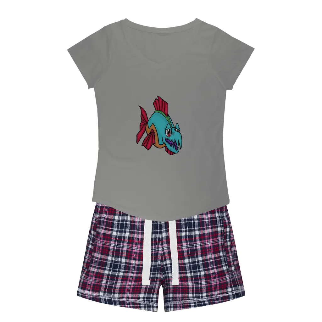 Cannip Women's Sleepy Tee and Flannel Short