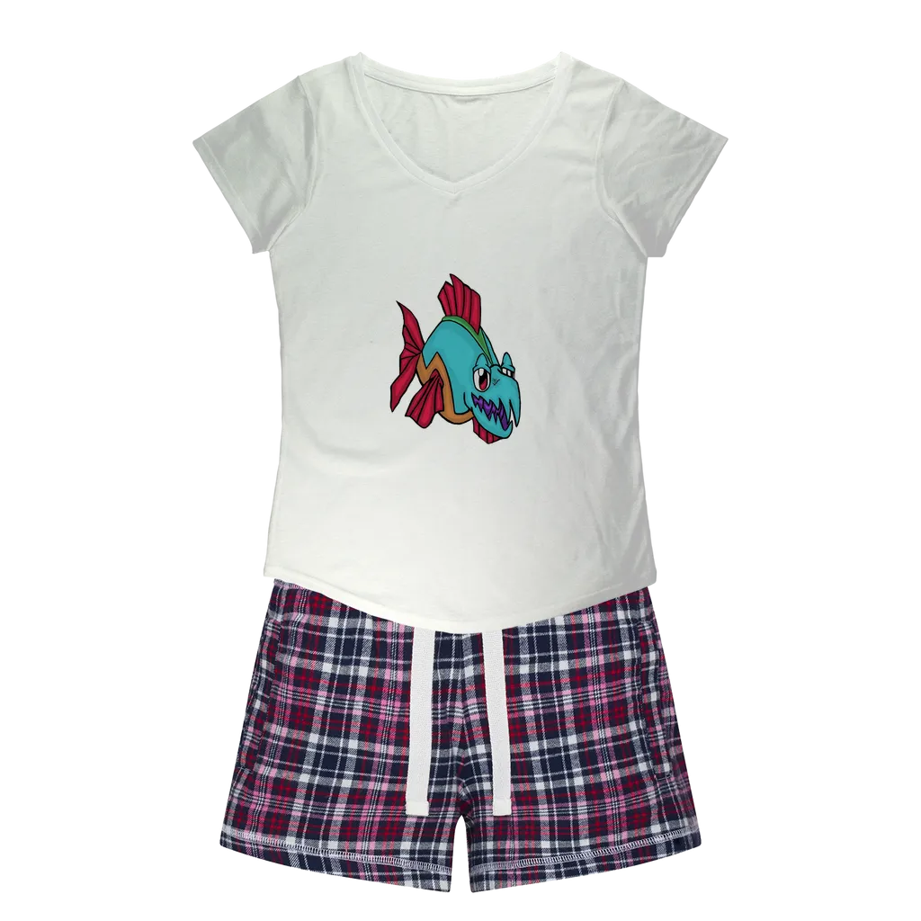 Cannip Women's Sleepy Tee and Flannel Short