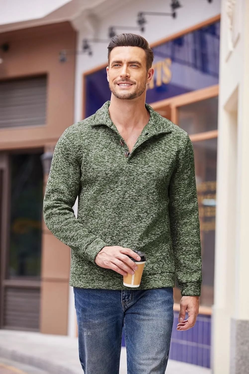 COOFANDY Men's Casual Slim Fit Pullover Sweater Knitted Thermal Sweatshirt
