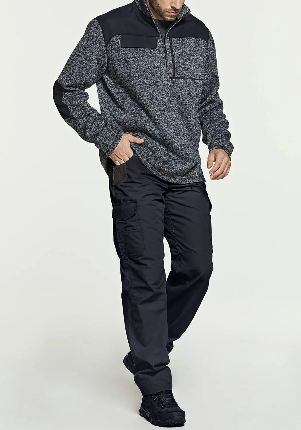CQR Men's Thermal Fleece Half Zip Pullover, Winter Outdoor Warm Sweater, Lightweight Long Sleeve Sweatshirt