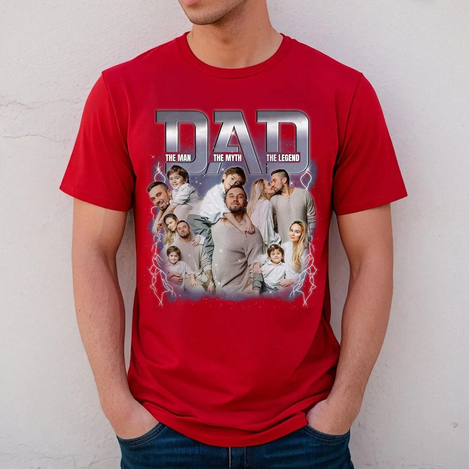 Custom Dad Shirt Personalized Picture T-Shirt for Men for New Dad Daddy Gift for Grandpa