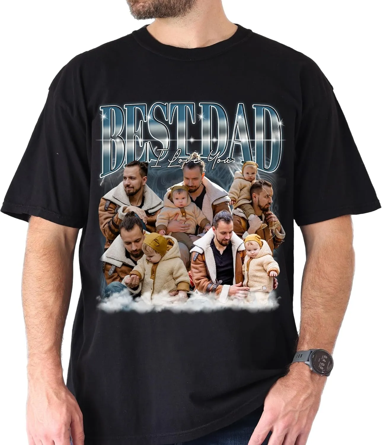 Custom Dad Shirt Personalized Picture T-Shirt for Men for New Dad Daddy Gift for Grandpa