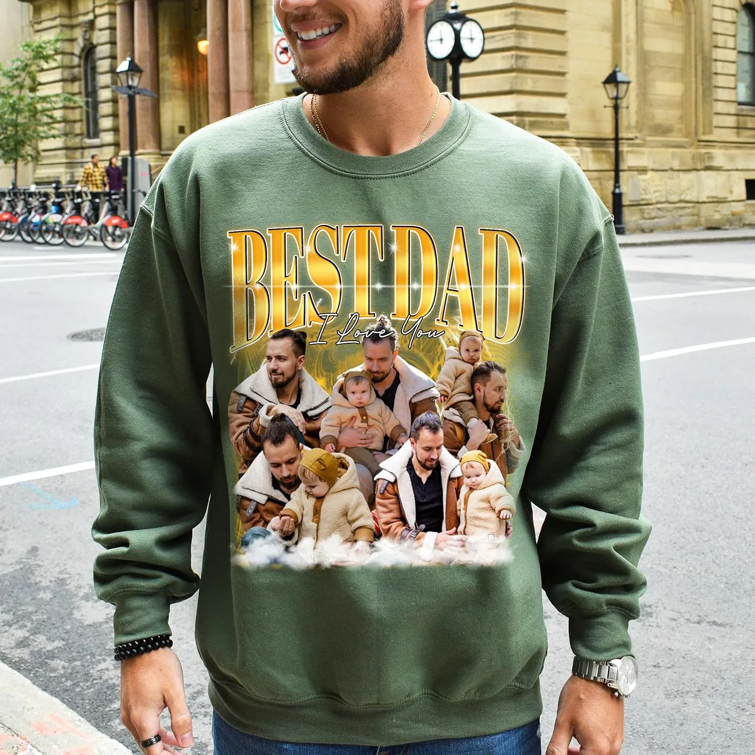Custom Dad Shirt Personalized Picture T-Shirt for Men for New Dad Daddy Gift for Grandpa