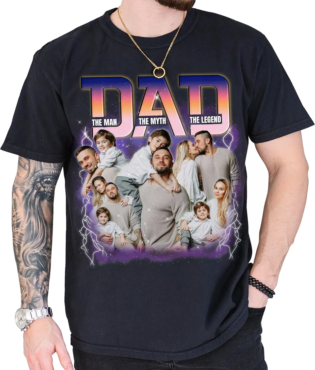 Custom Dad Shirt Personalized Picture T-Shirt for Men for New Dad Daddy Gift for Grandpa
