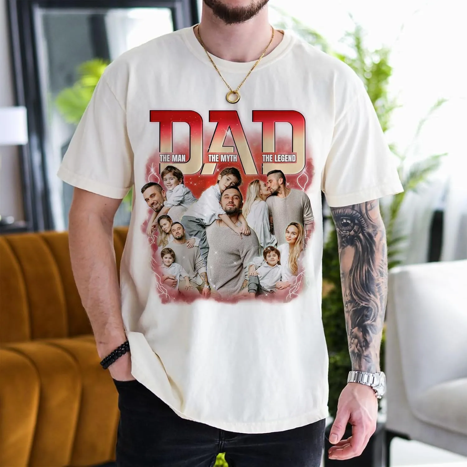 Custom Dad Shirt Personalized Picture T-Shirt for Men for New Dad Daddy Gift for Grandpa