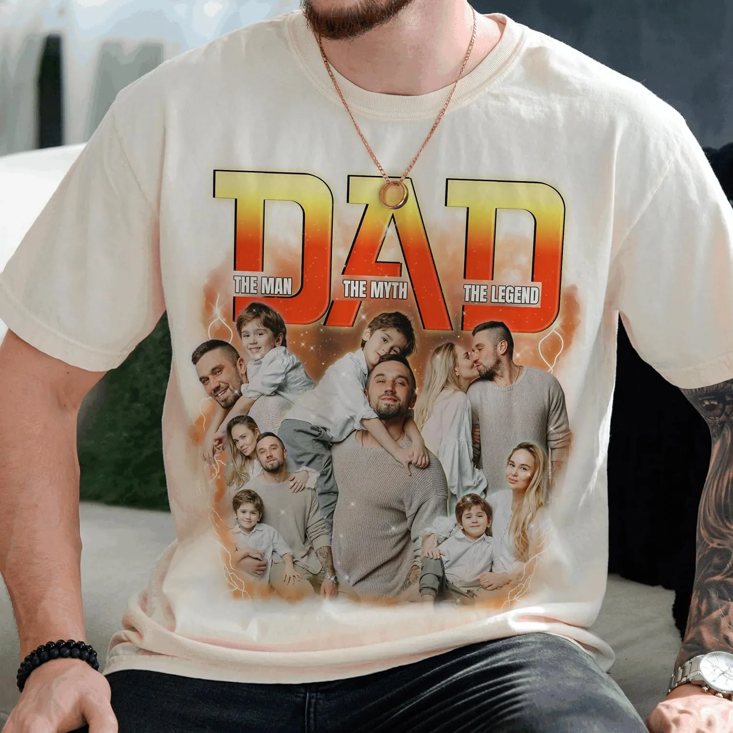 Custom Dad Shirt Personalized Picture T-Shirt for Men for New Dad Daddy Gift for Grandpa