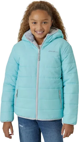 Eddie Bauer Girls' Reversible Jacket - Deer Harbor Waterproof Lightweight Puffer Coat with Faux Shearling Lining (5-20)