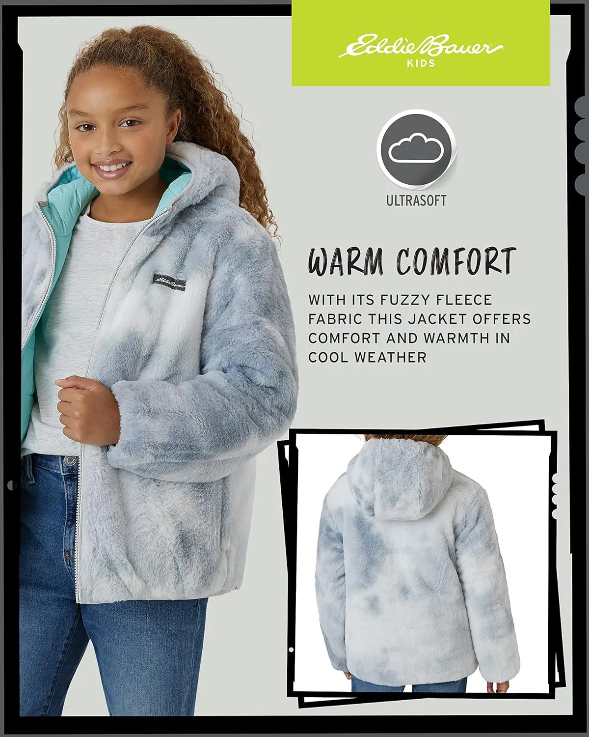 Eddie Bauer Girls' Reversible Jacket - Deer Harbor Waterproof Lightweight Puffer Coat with Faux Shearling Lining (5-20)