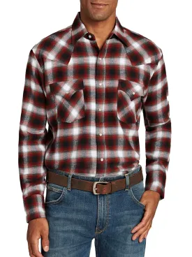 Ely Cattleman Men's Long Sleeve Flannel Plaid Western Snap Shirt