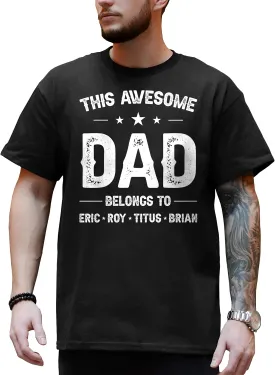 FLOCHIL Personalized Dad Shirt for Men, Custom Dad Shirt with Kids Names, Customized Fathers Day T Shirt, Gifts for Dad