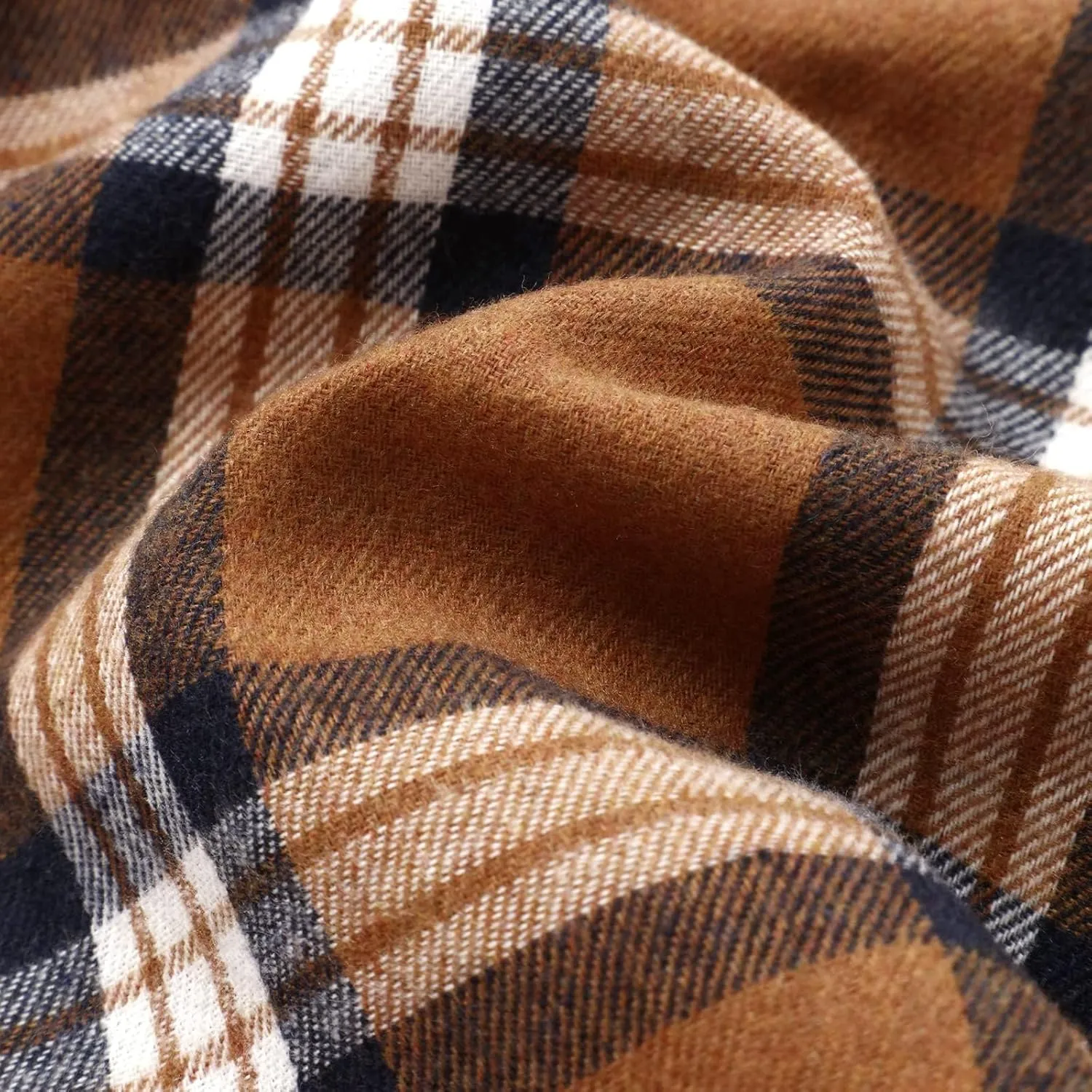 Fuermos Mens & Boys Plaid Flannel Button-Down Shirts Long Sleeve Family Matching Tops