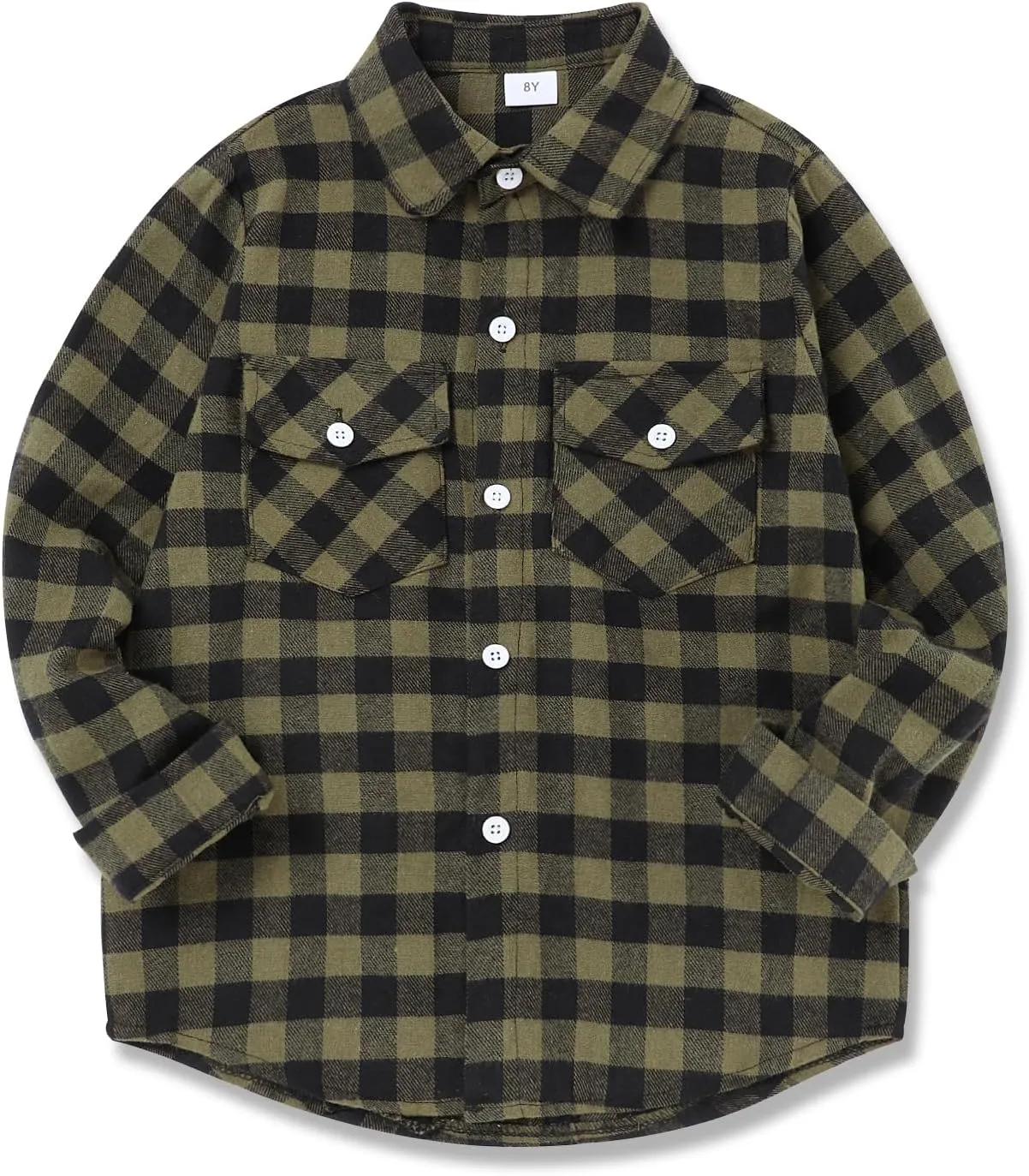 Fuermos Mens & Boys Plaid Flannel Button-Down Shirts Long Sleeve Family Matching Tops
