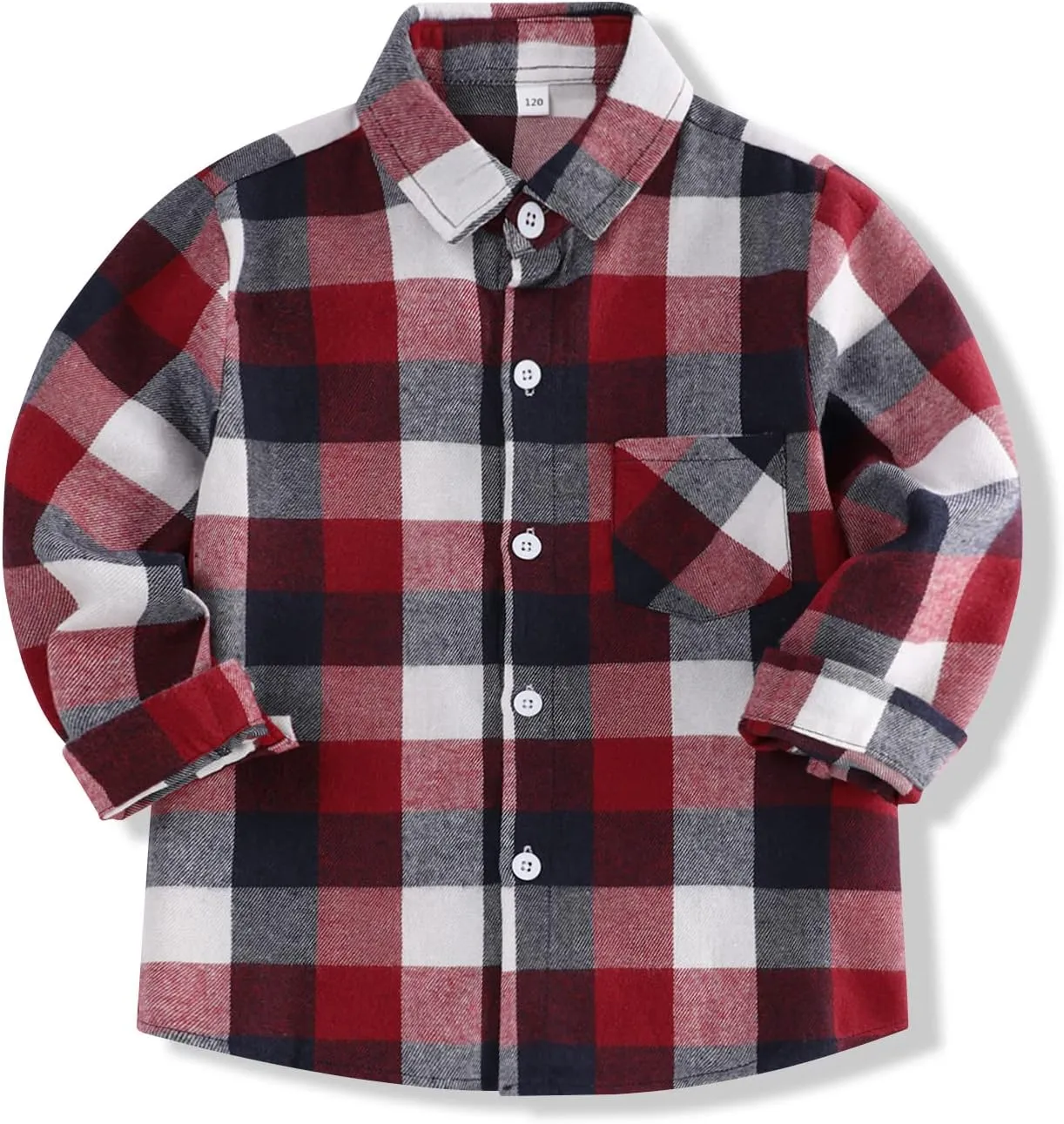 Fuermos Mens & Boys Plaid Flannel Button-Down Shirts Long Sleeve Family Matching Tops