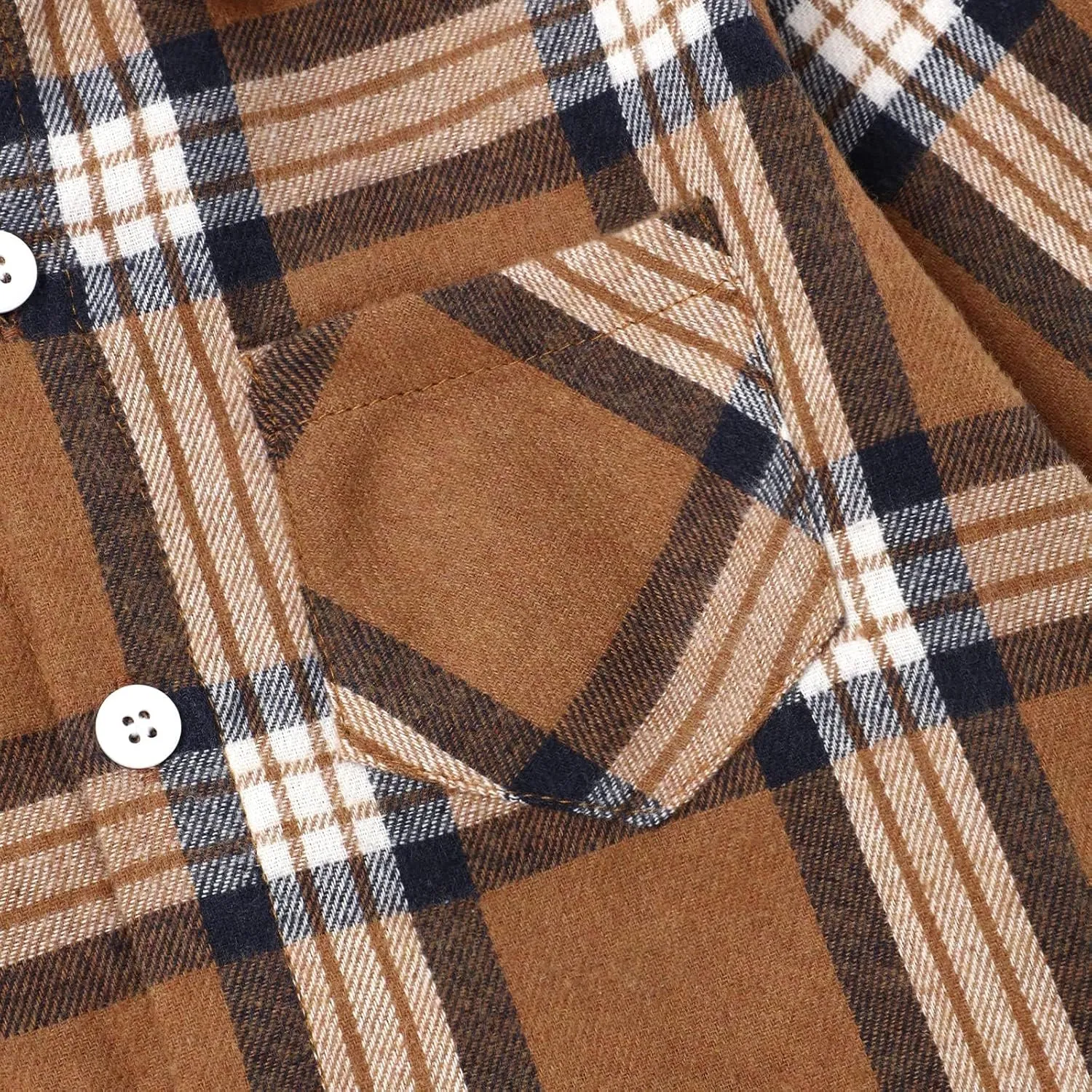 Fuermos Mens & Boys Plaid Flannel Button-Down Shirts Long Sleeve Family Matching Tops