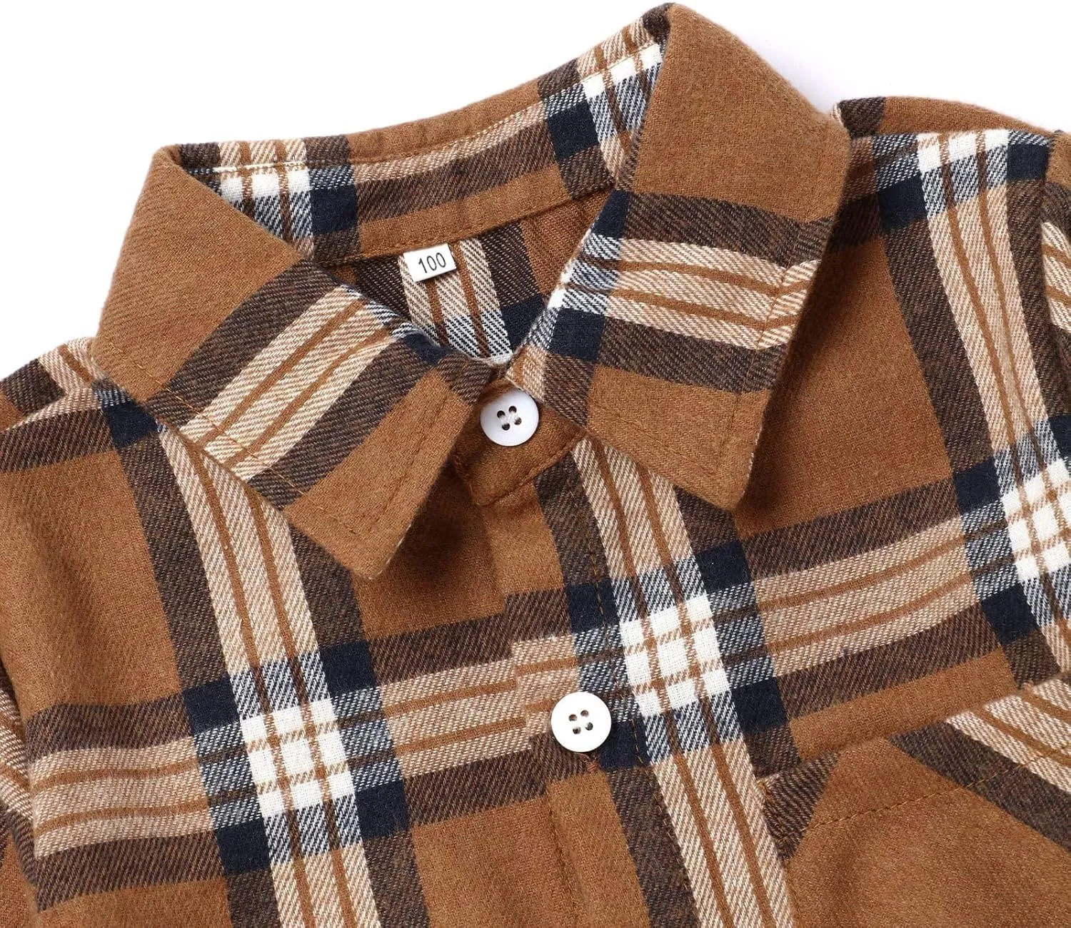 Fuermos Mens & Boys Plaid Flannel Button-Down Shirts Long Sleeve Family Matching Tops