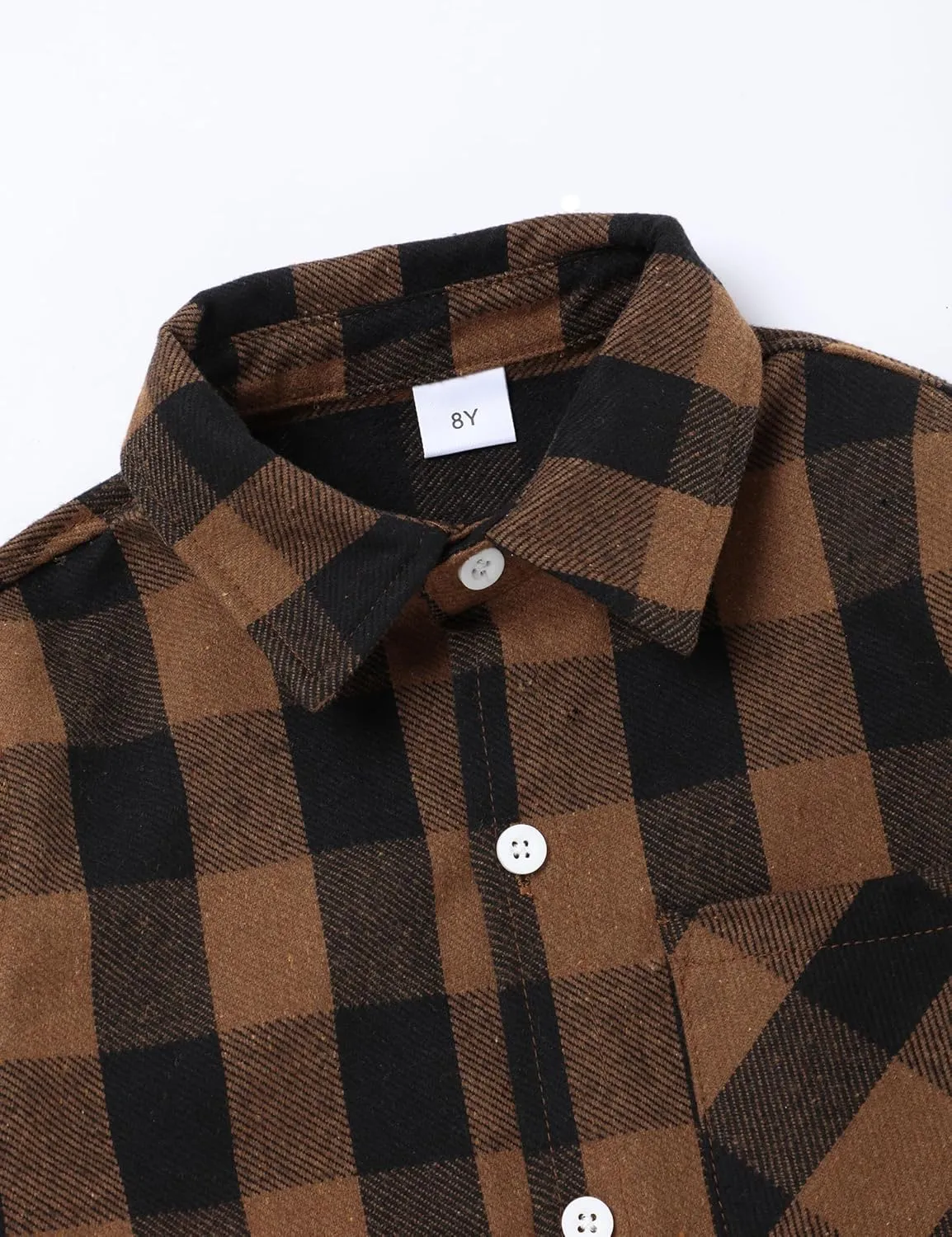 Fuermos Mens & Boys Plaid Flannel Button-Down Shirts Long Sleeve Family Matching Tops