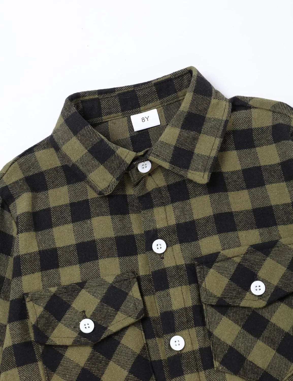 Fuermos Mens & Boys Plaid Flannel Button-Down Shirts Long Sleeve Family Matching Tops