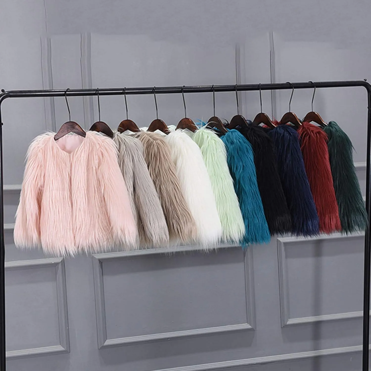 Girl's Faux-Fur Jacket Warm Fashion Cool Fuzzy Outwear Shaggy Pary Coat Baby Kids Girls 7th Birthday Gift Clothes