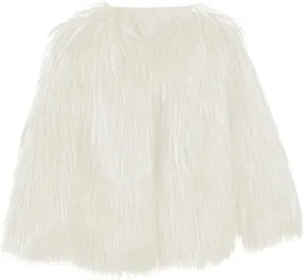 Girl's Faux-Fur Jacket Warm Fashion Cool Fuzzy Outwear Shaggy Pary Coat Baby Kids Girls 7th Birthday Gift Clothes