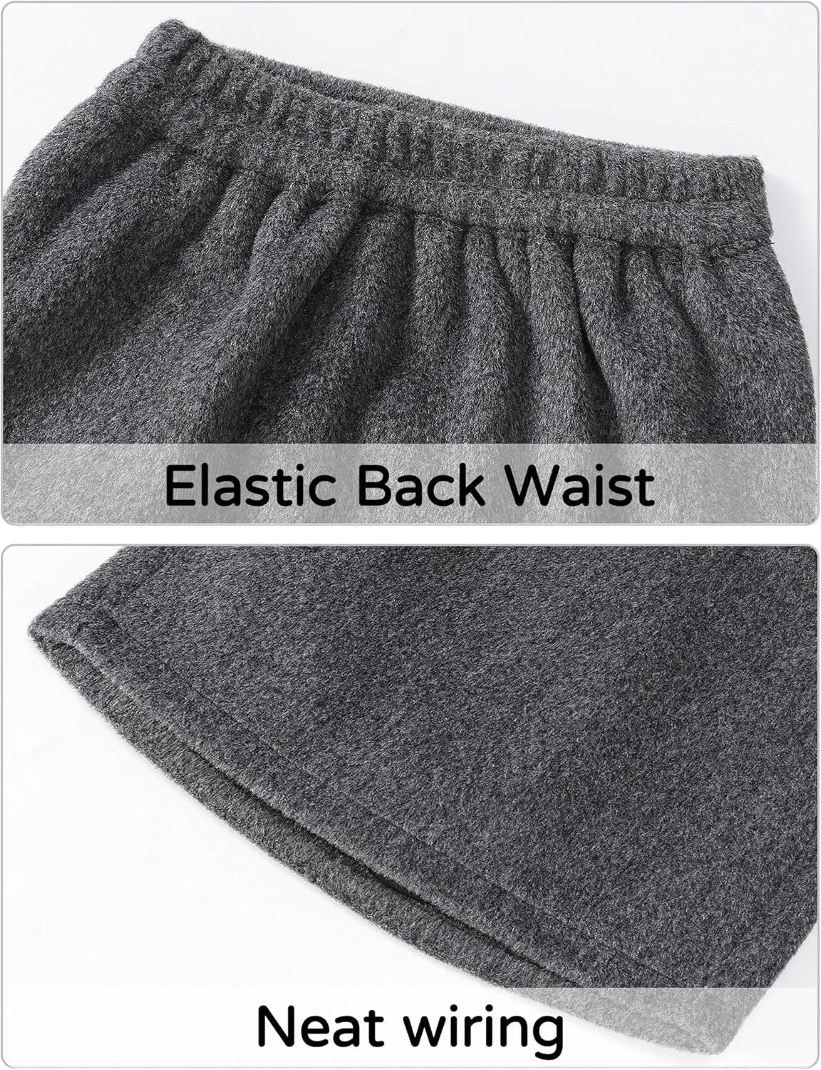 Happy Cherry Girls Elastic High Waisted A-Line Wool Mini Skirt with Liner Kid Toddler School Uniform Skort 3-14Y