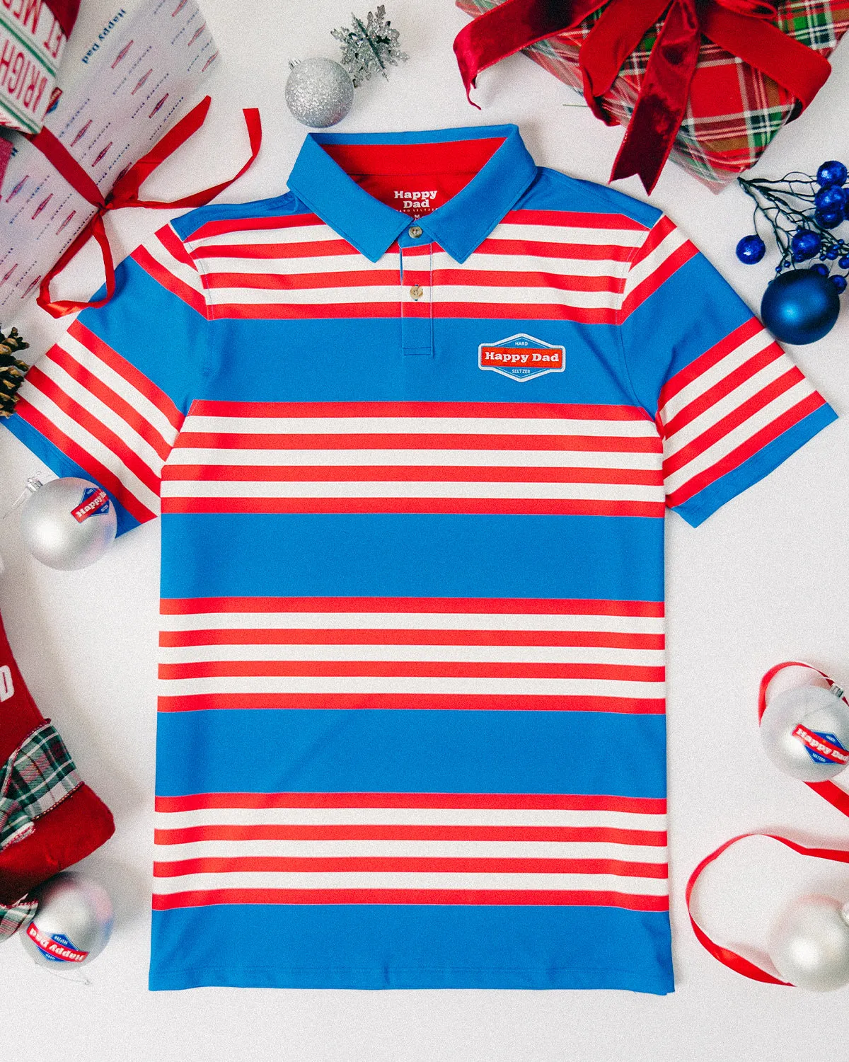 Happy Dad Golf Polo (Stripe)