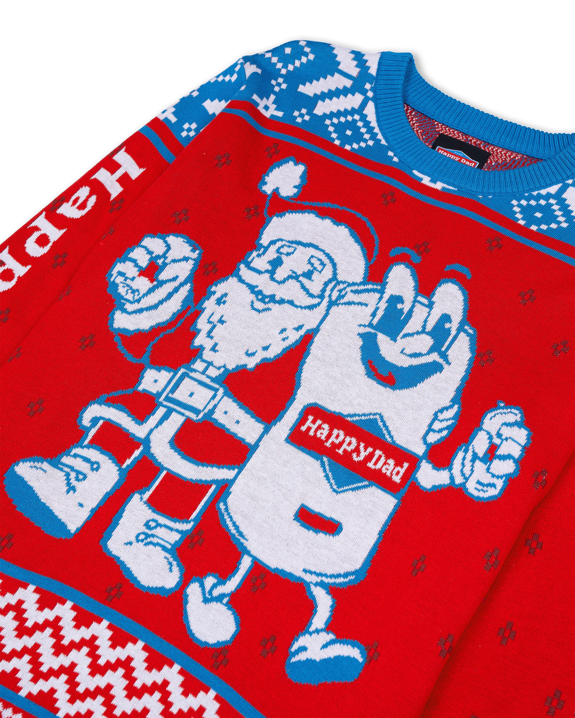 Happy Dad Ugly Sweater 2024 (Red/Blue)