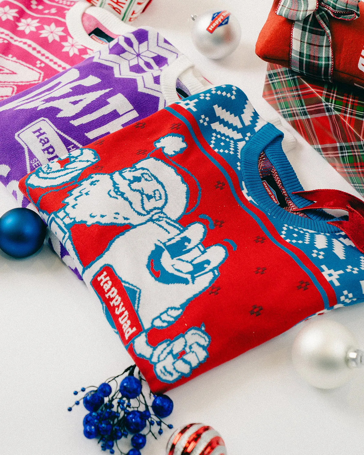 Happy Dad Ugly Sweater 2024 (Red/Blue)