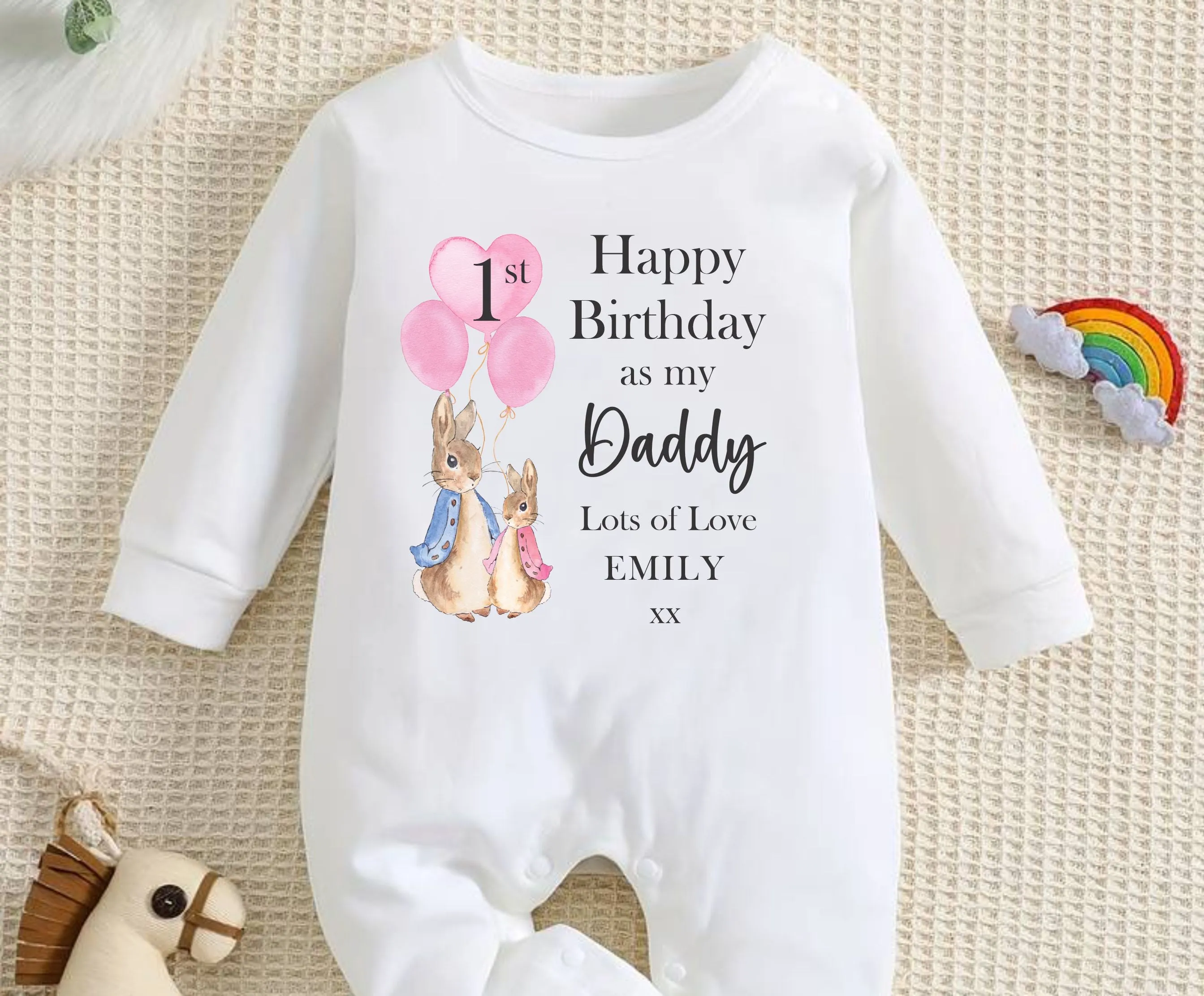 Happy First Birthday Mummy Baby Outfit (First Birthday 1st Birthday Daddy Dad Birthday l New Dad Gift)