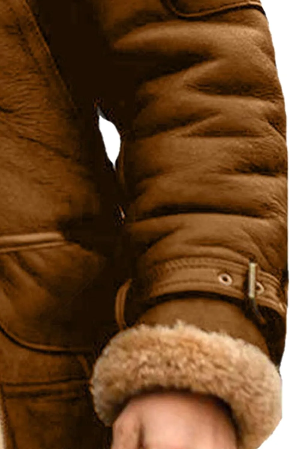JEsilunmaMY Men's Thicken Sherpa Lined Leather Coat Fleece Shearling Warm Winter Jackets Heavyweight Padded Wool Coats