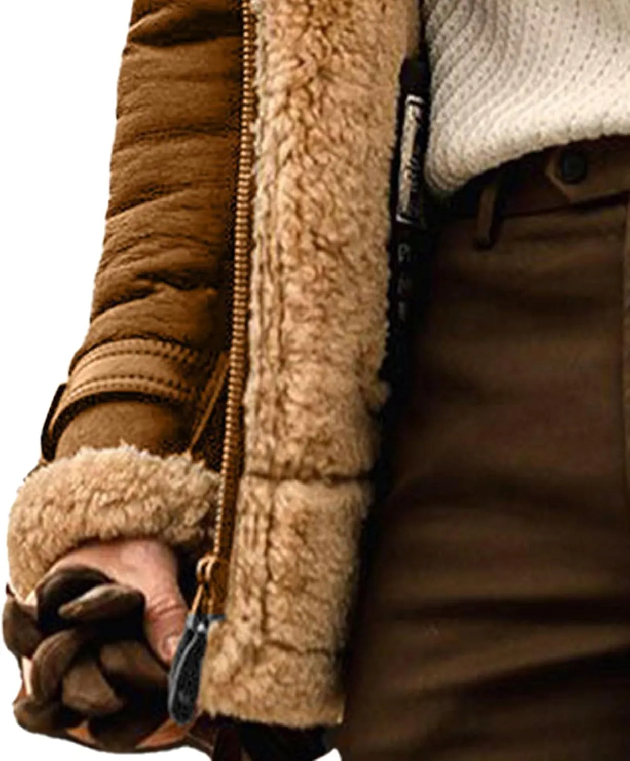 JEsilunmaMY Men's Thicken Sherpa Lined Leather Coat Fleece Shearling Warm Winter Jackets Heavyweight Padded Wool Coats
