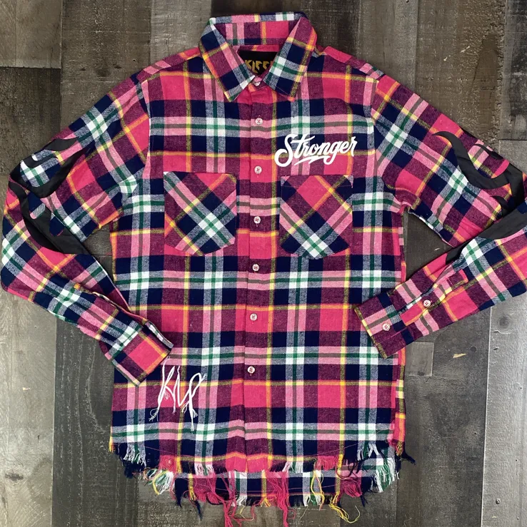 Kleep- flannel shirt w/heavy patch works (pink)