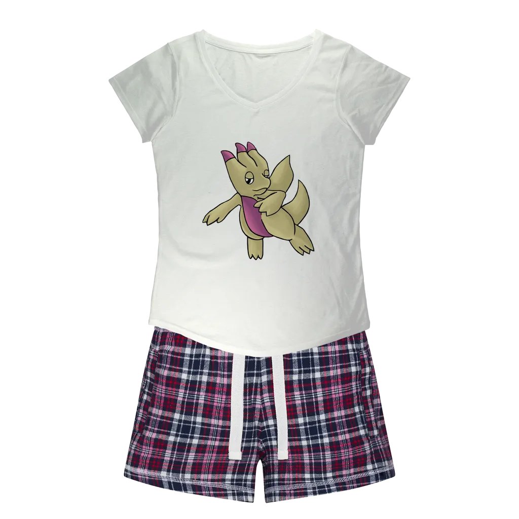 Liloon Women's Sleepy Tee and Flannel Short