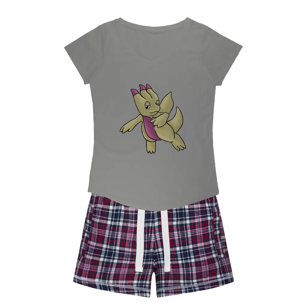 Liloon Women's Sleepy Tee and Flannel Short