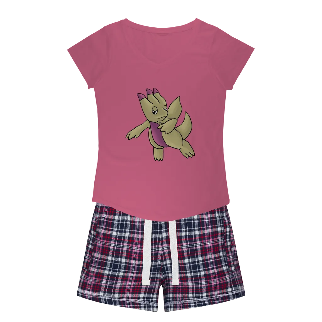 Liloon Women's Sleepy Tee and Flannel Short