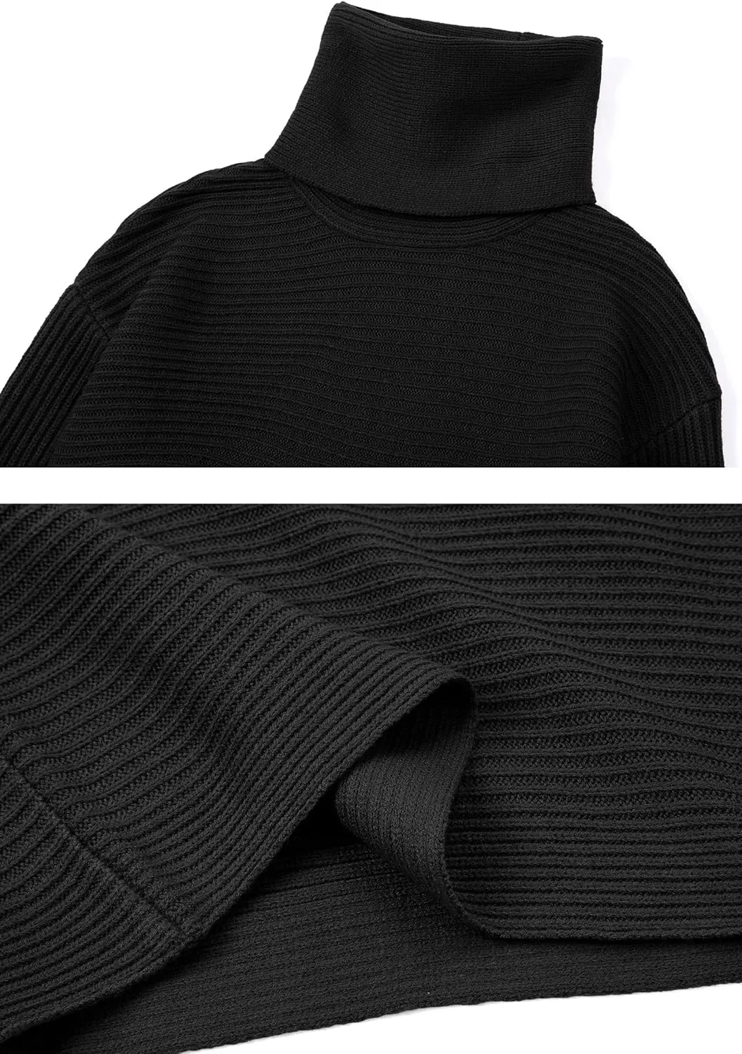 loveimgs Women's 2 Piece Outfits Ribbed Knit Long Sleeve Turtleneck Midi Pencil Skirt Set Casual Two Piece Dress