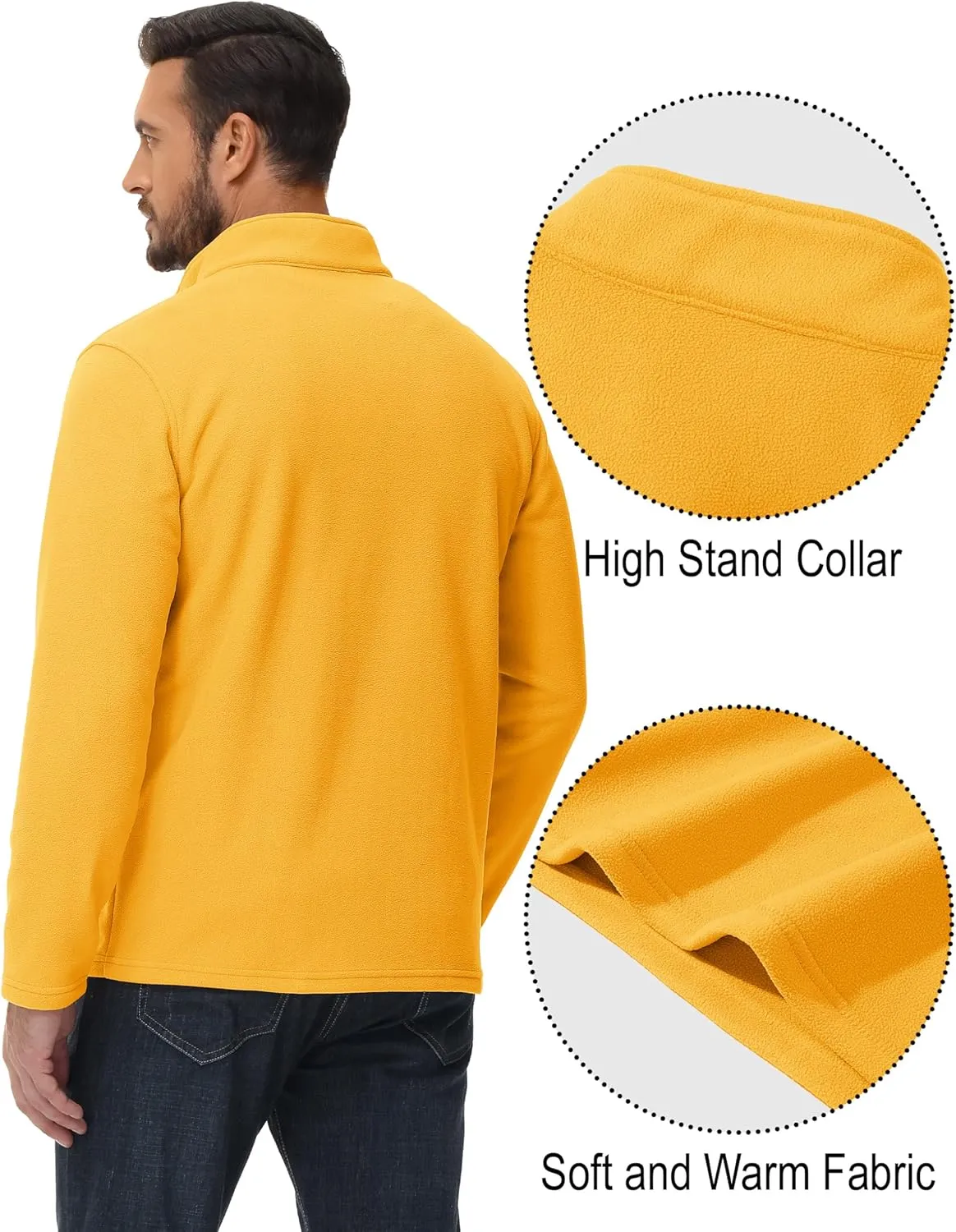 MAGCOMSEN Men's Quarter-Zip Pullover Polar Fleece Sweatshirt Stand Collar Long Sleeve Shirt for Men Thermal Winter Fall