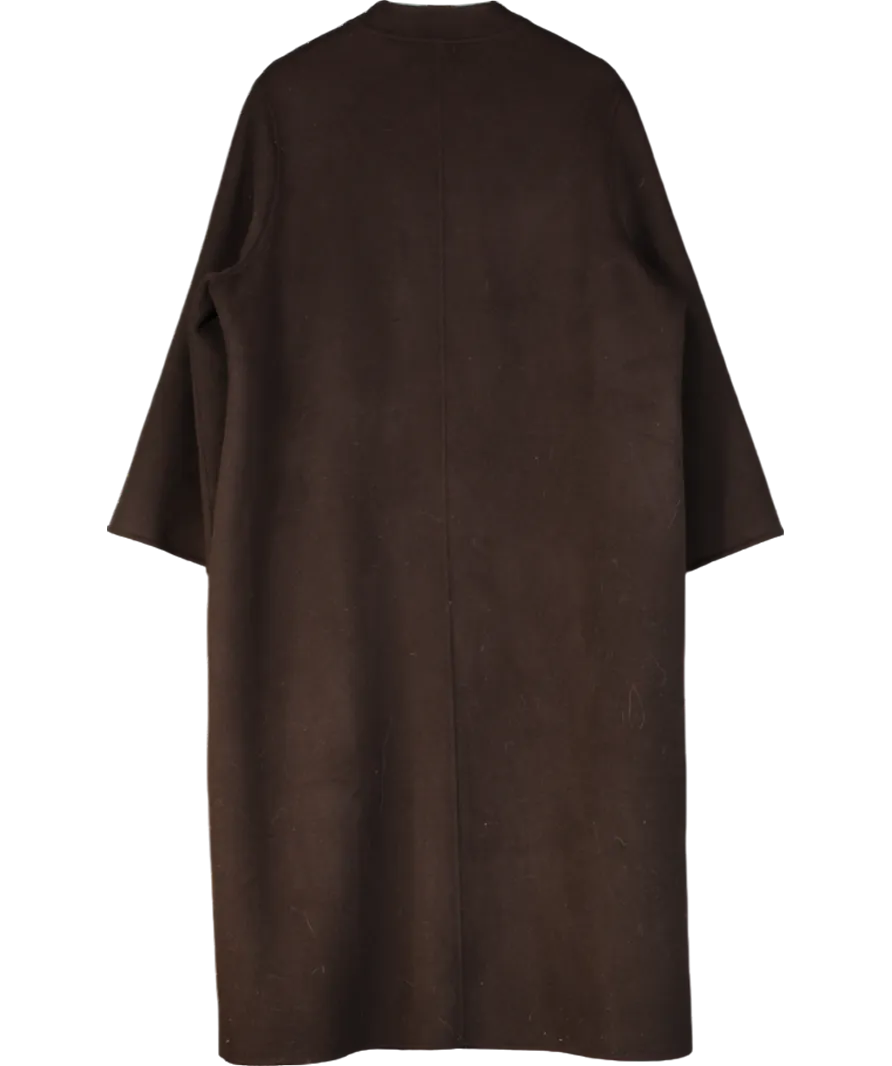 Marcela London Chocolate Brown 100% Wool Long Coat One Size