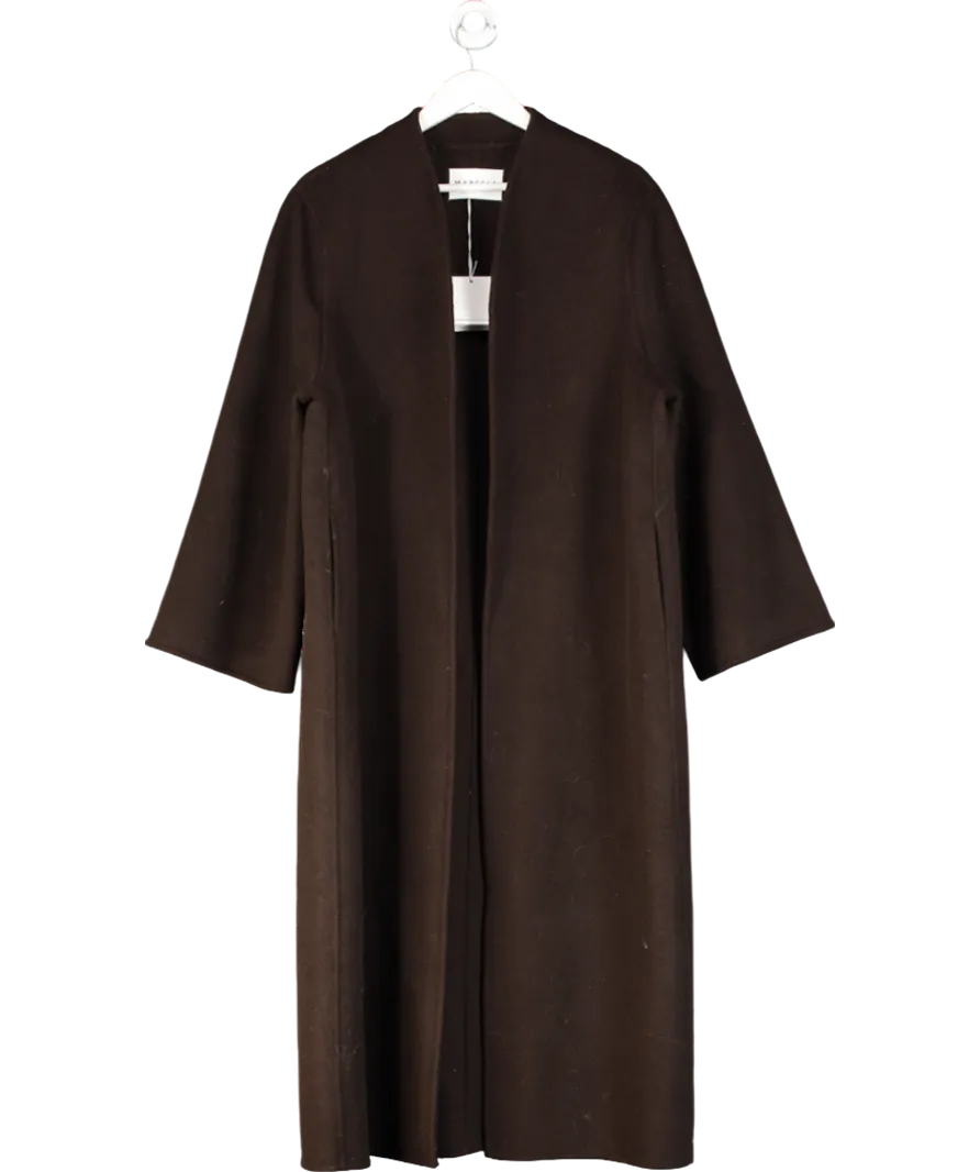 Marcela London Chocolate Brown 100% Wool Long Coat One Size