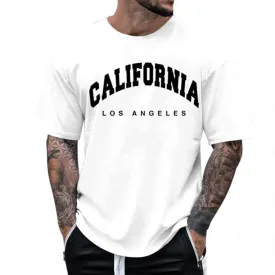 Mens Casual T-Shirt Summer Work Sports Short Sleeve Shirts Fashion Cotton Print Oversize Comfortable Round Neck Tees