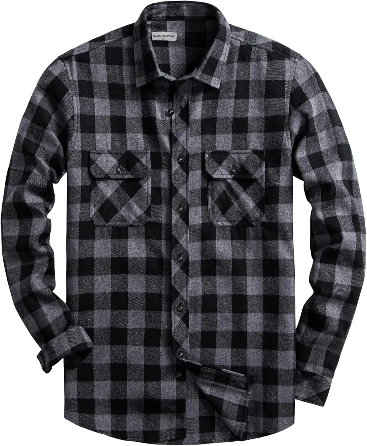 Mens Flannel Plaid Shirts Regual Fit Casual Long Sleeve Button Down Fleece Shirts